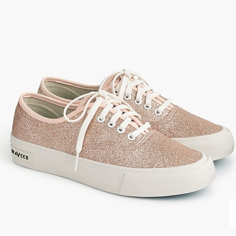 NWT SeaVee for J.Crew Glitter Sneakers Rose Gold
